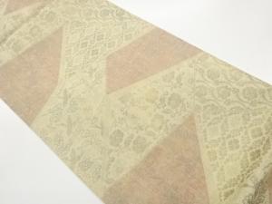 切り嵌め風花唐草に鳥・笹蔓緞子模様織出し袋帯